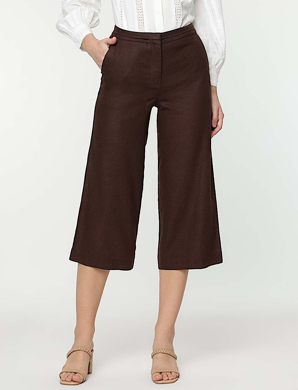 Linen Rich Wide Leg Trousers