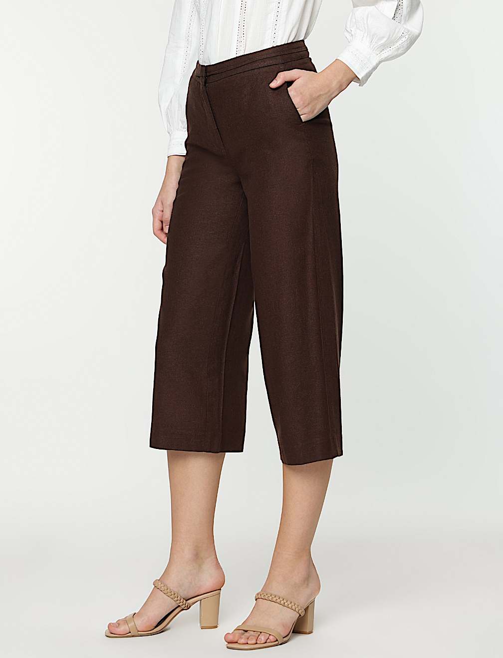 Linen Rich Wide Leg Trousers