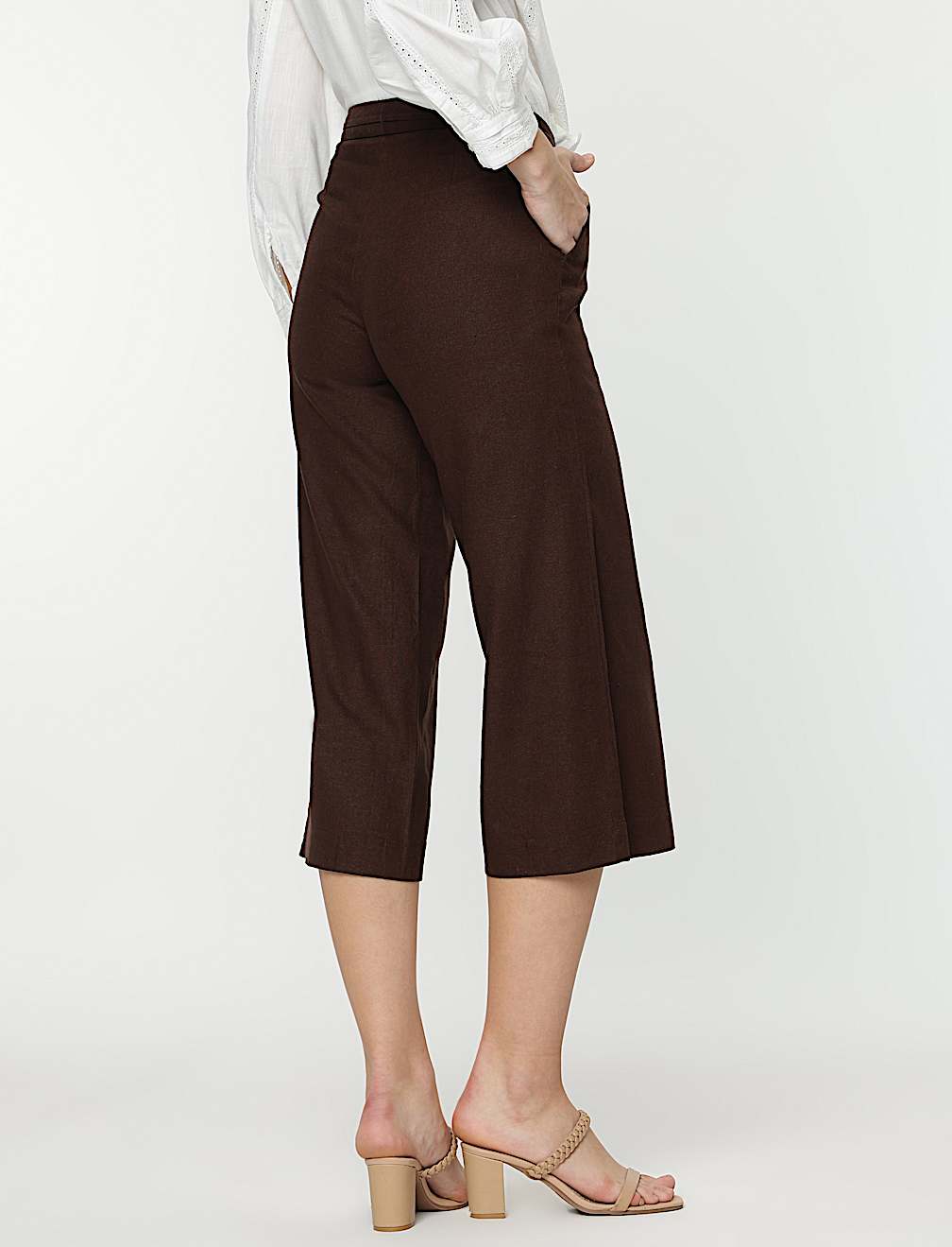 Linen Rich Wide Leg Trousers