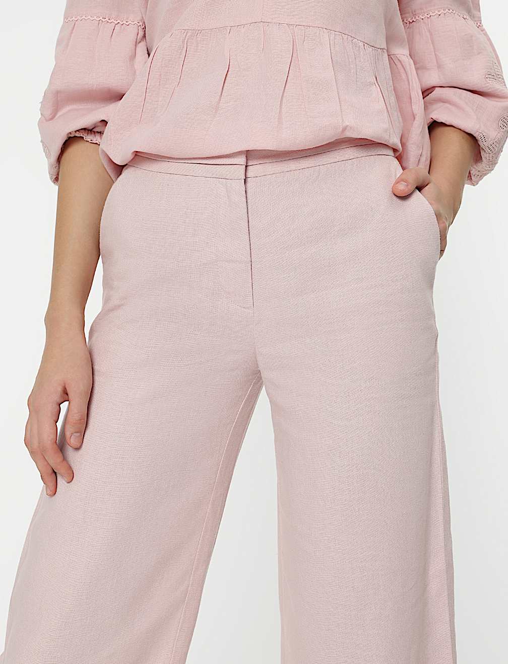 Linen Rich Wide Leg Trousers