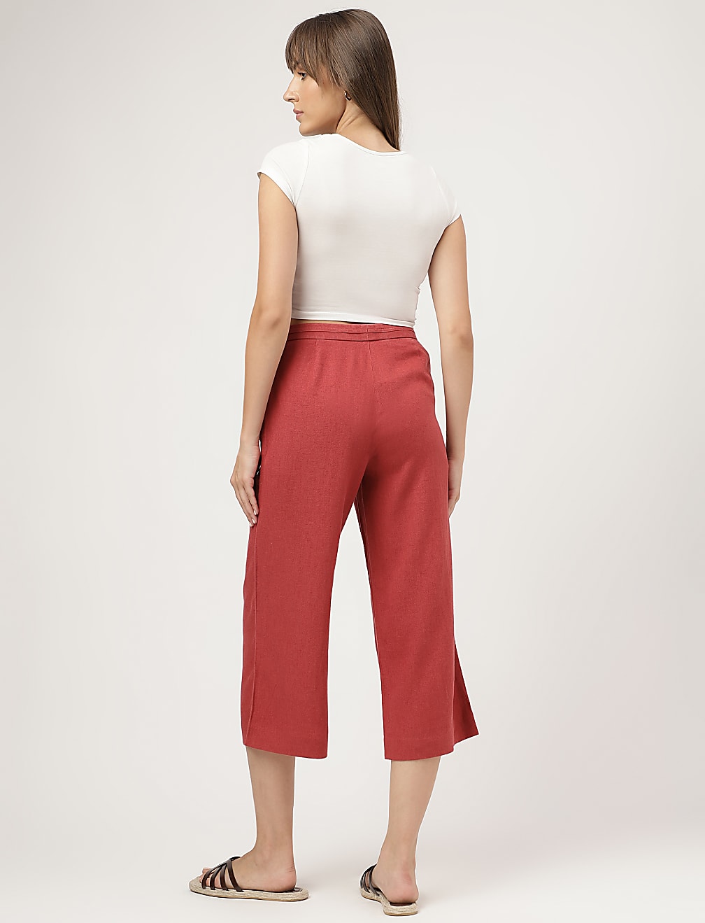 Linen Rich Wide Leg Trousers