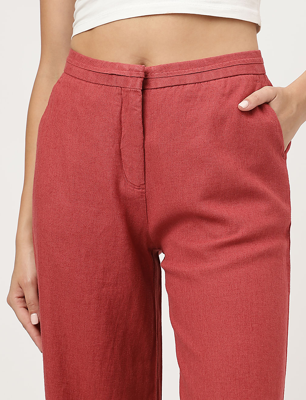 Linen Rich Wide Leg Trousers