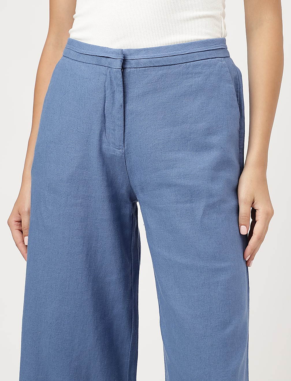 Linen Rich Wide Leg Trousers