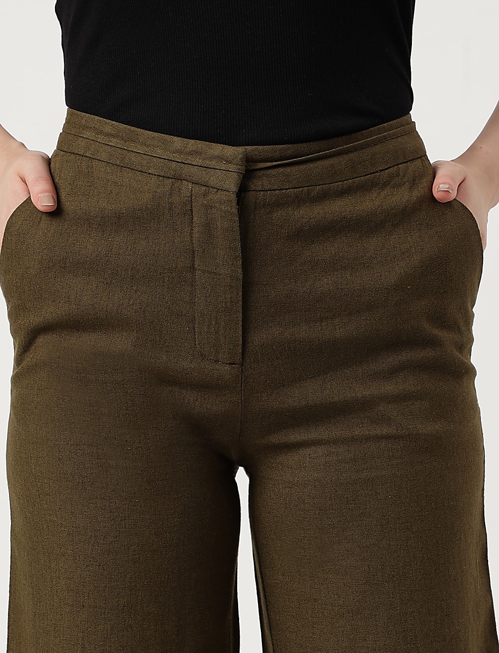 Linen Rich Wide Leg Trousers