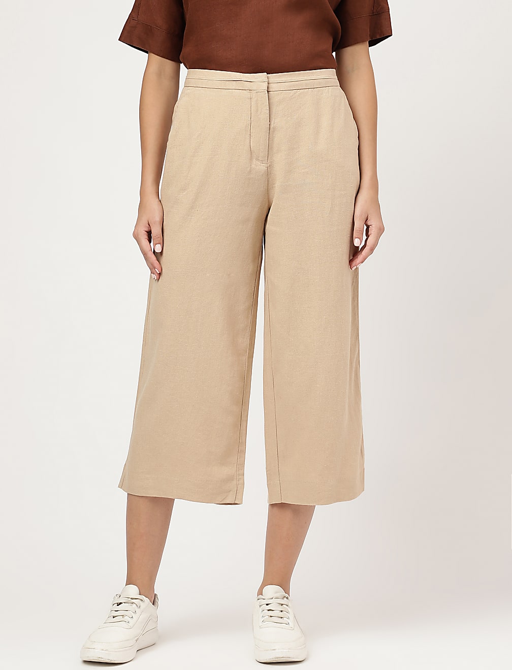 Linen Rich Wide Leg Trousers