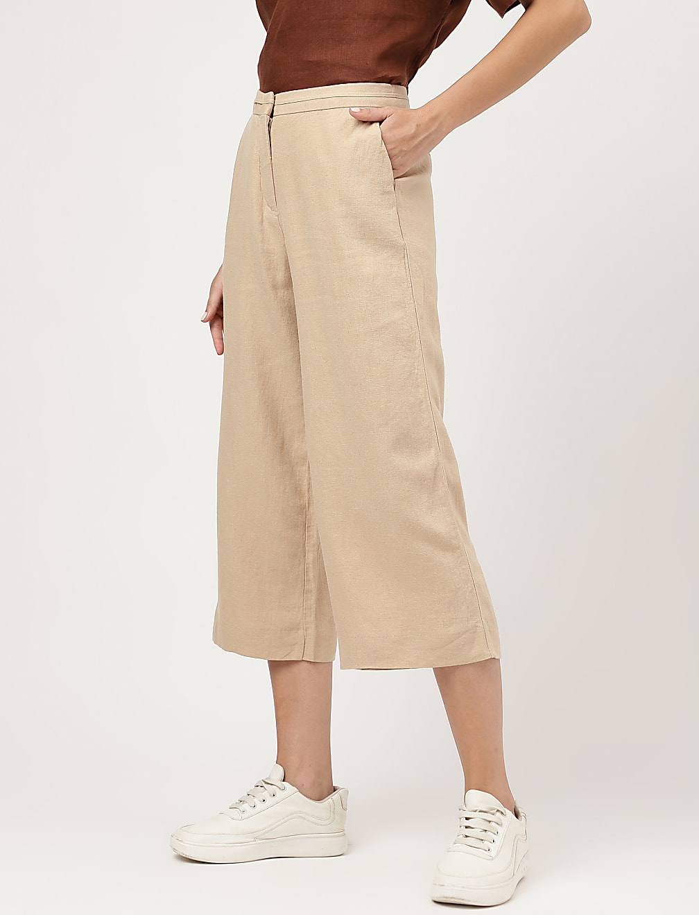 Linen Rich Wide Leg Trousers