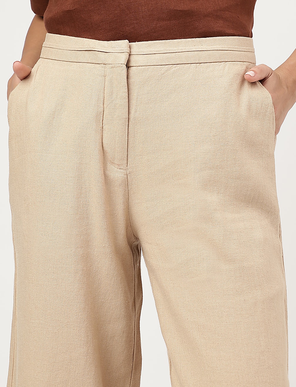 Linen Rich Wide Leg Trousers