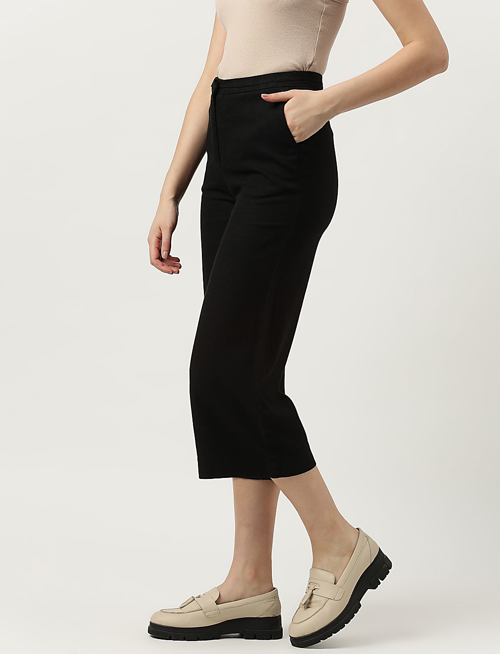 Linen Rich Wide Leg Trousers