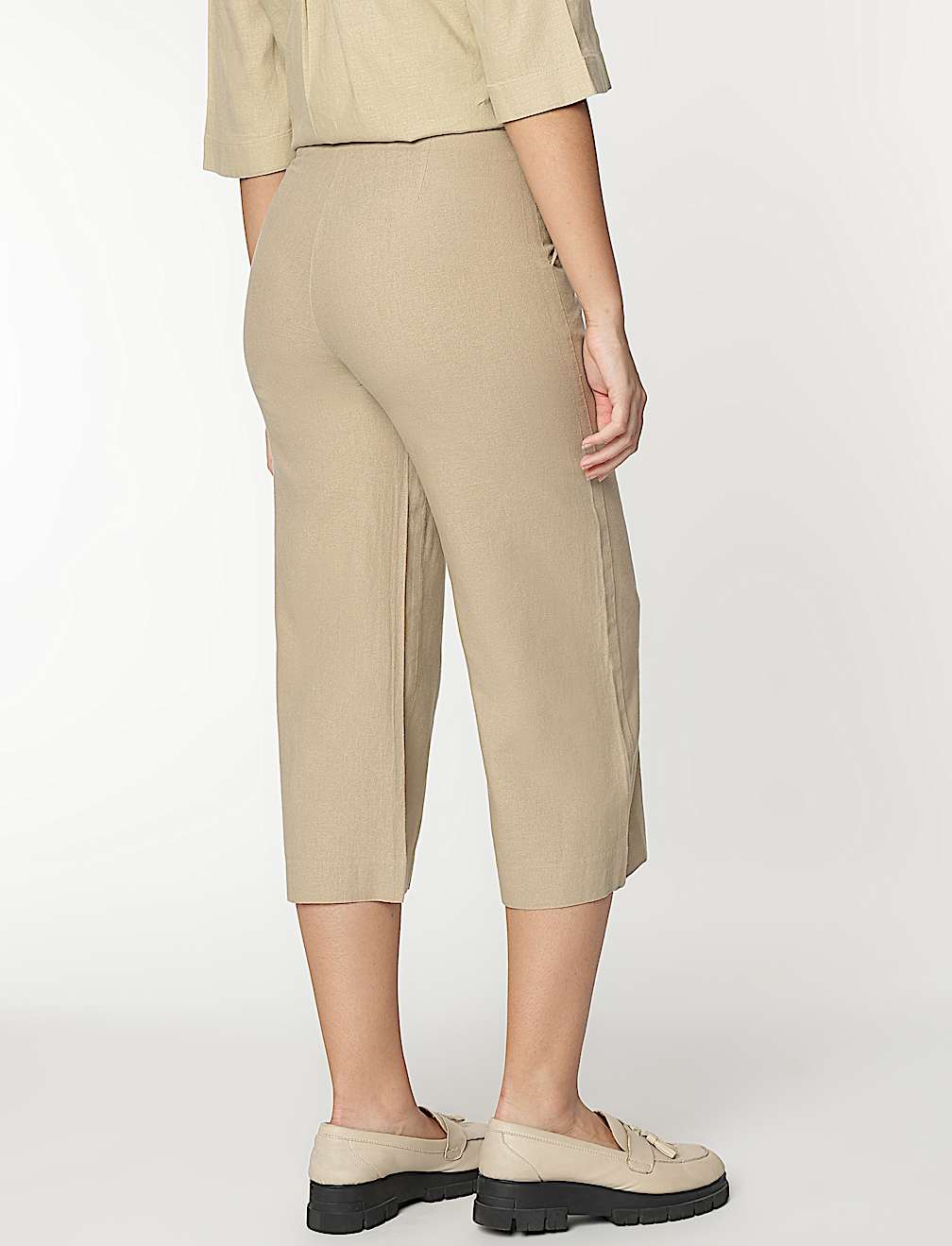 Linen Rich Wide Leg Trousers