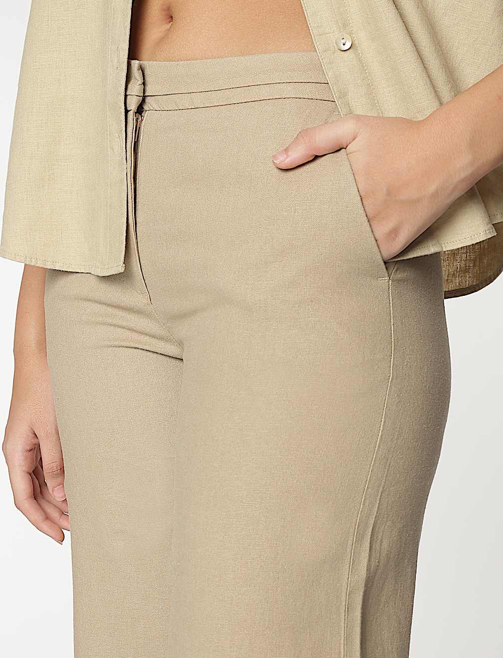 Linen Rich Wide Leg Trousers