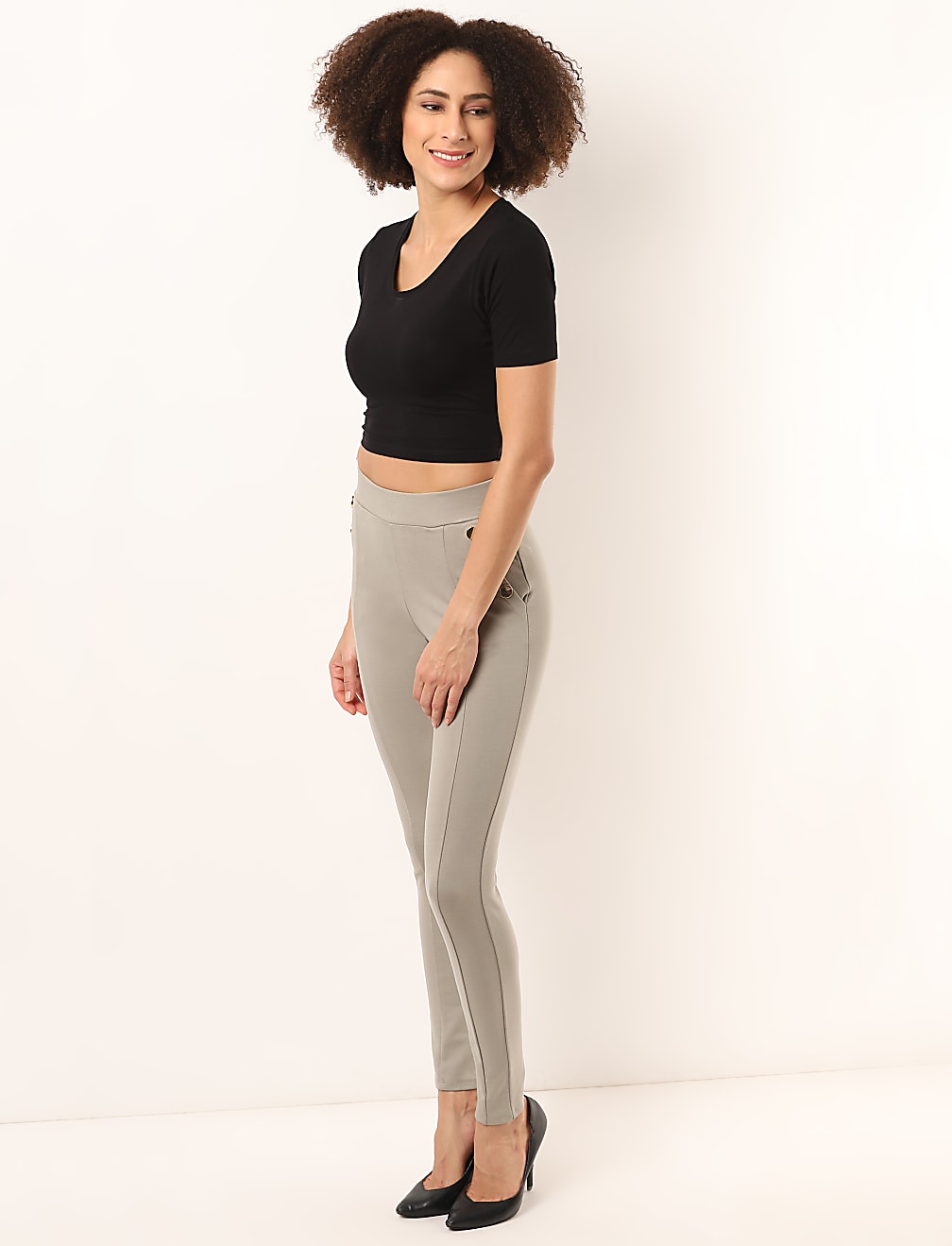 Viscose Mix Plain Regular Fit Treggings