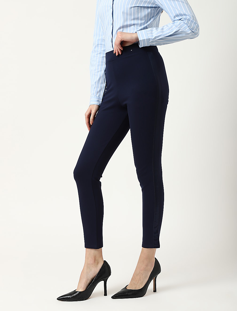 Viscose Blend Solid Ankle Treggings