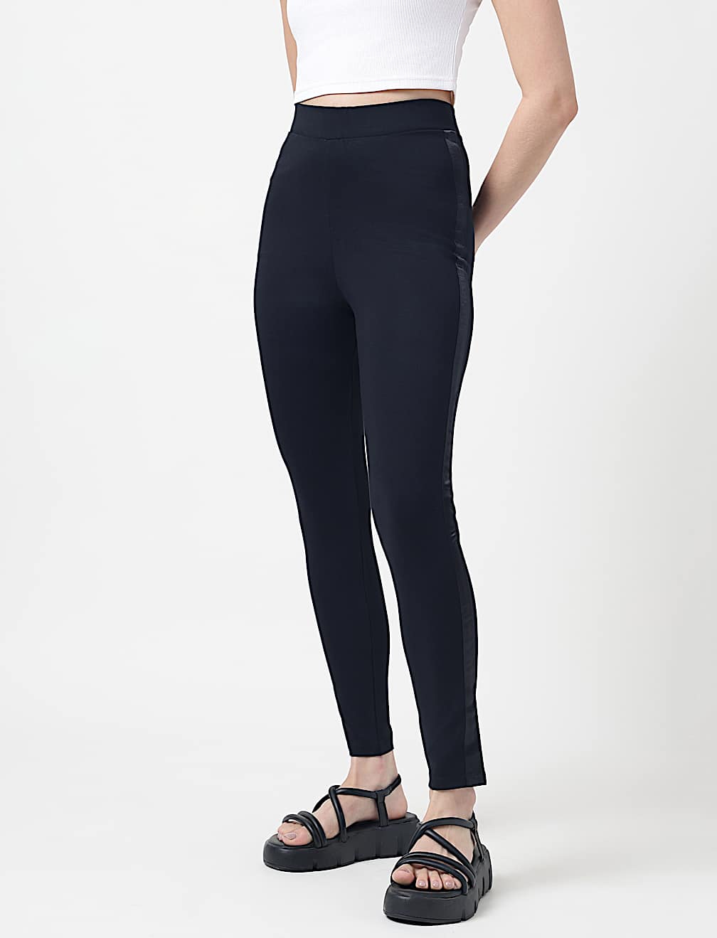 Viscose Blend Solid Ankle Treggings