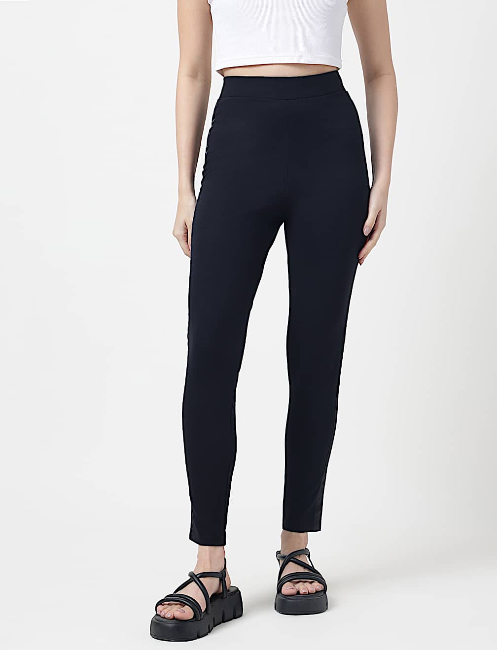 Viscose Blend Solid Ankle Treggings