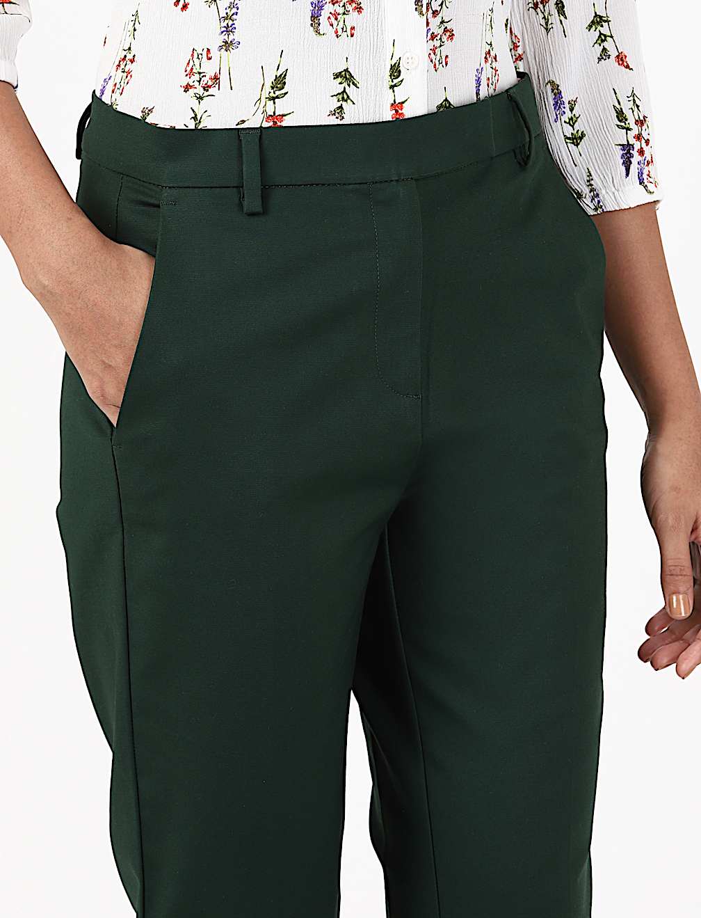 Cotton Mix Plain Regular Fit Trouser