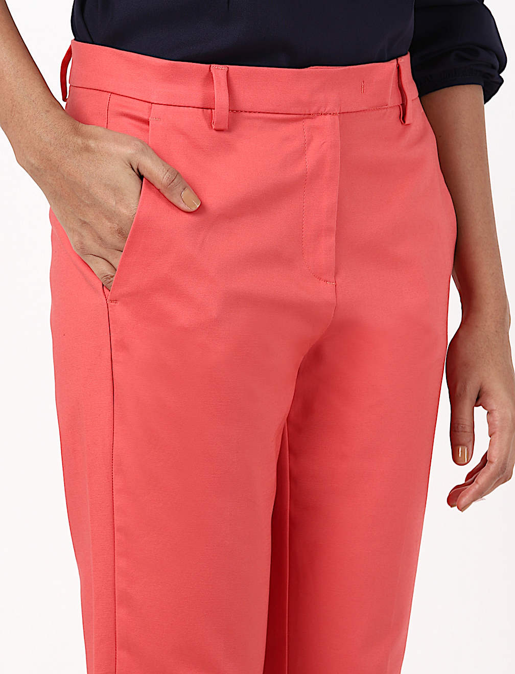 Cotton Mix Plain Regular Fit Trouser