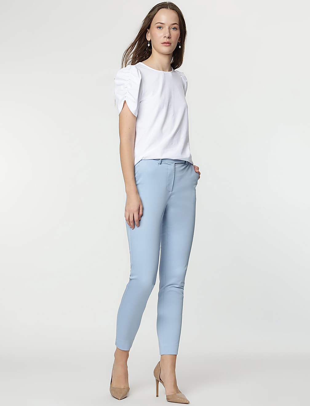 Cotton Rich Straight Leg Trousers