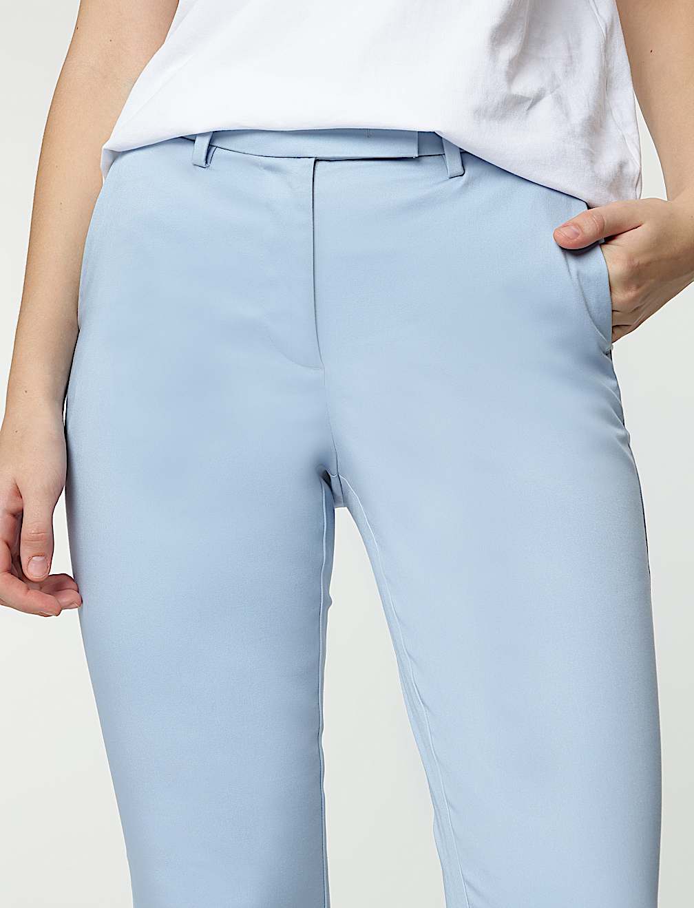Cotton Rich Straight Leg Trousers