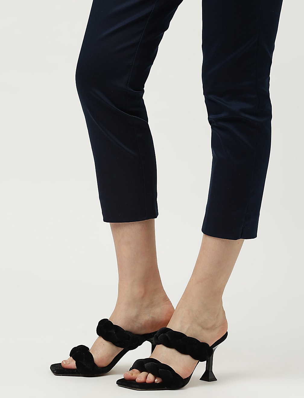 Cotton Rich Plain Straight Leg Trousers