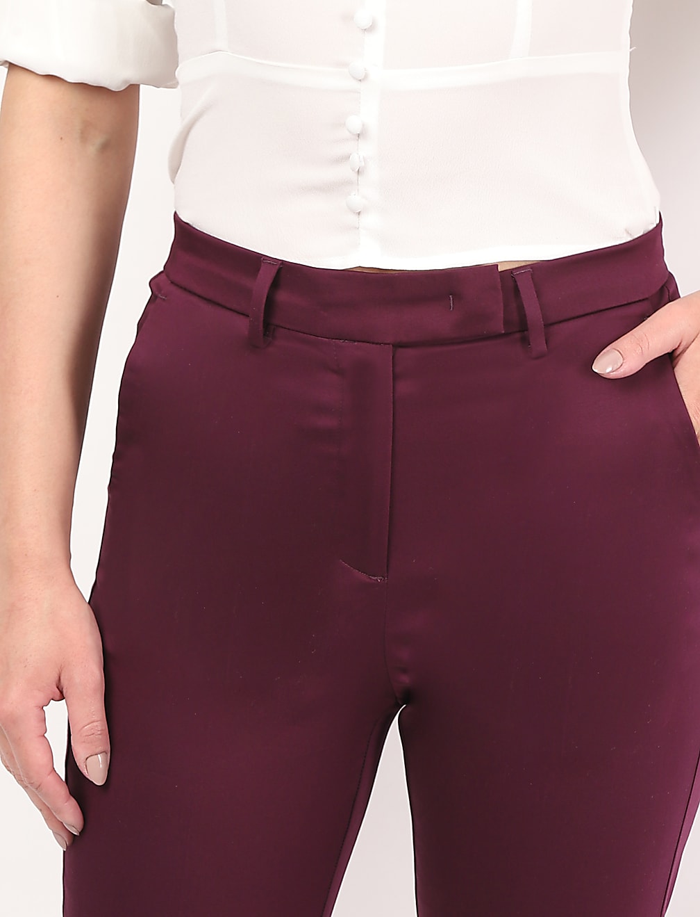 Cotton Rich Plain Straight Leg Trousers