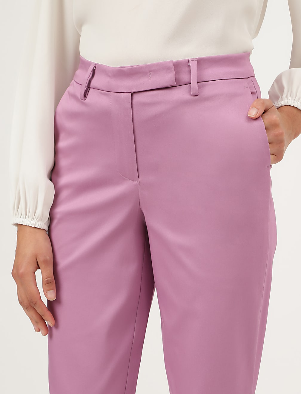 Cotton Rich Straight Leg Trousers
