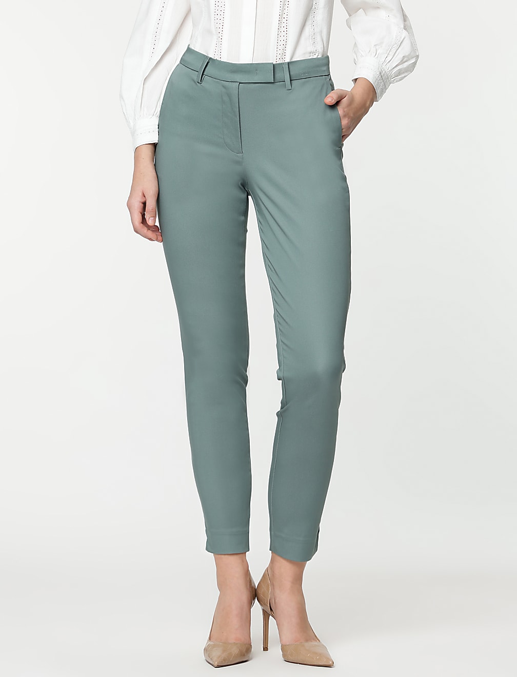 Cotton Rich Straight Leg Trousers