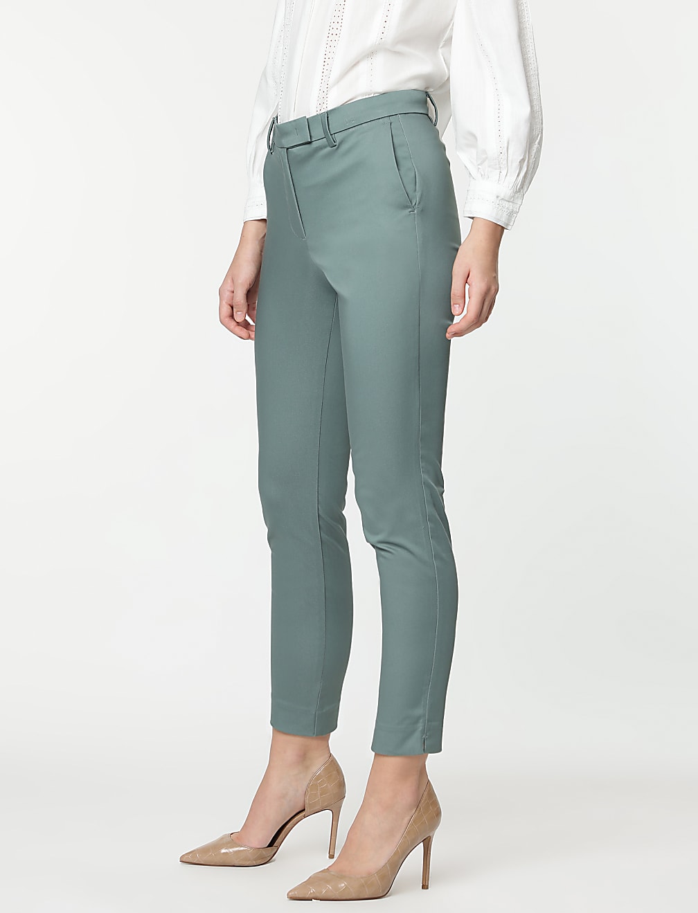 Cotton Rich Straight Leg Trousers