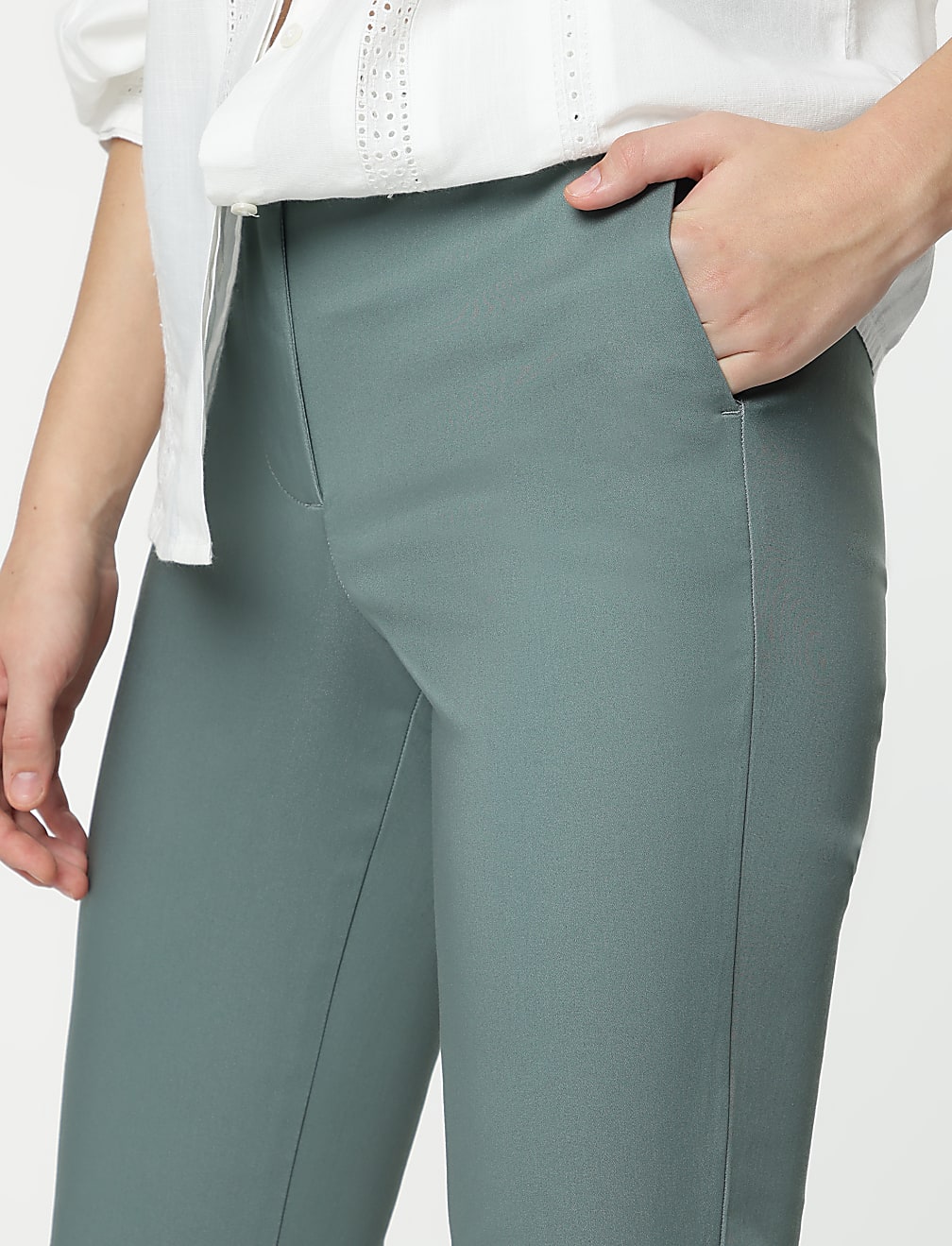 Cotton Rich Straight Leg Trousers