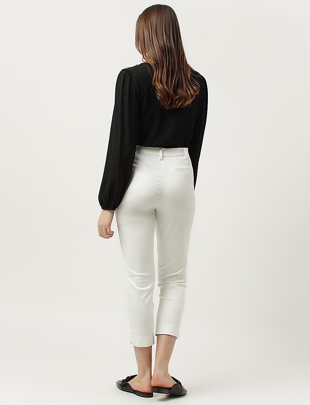 Cotton Rich Plain Straight Leg Trousers