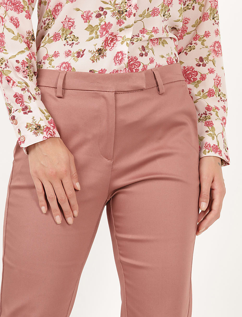 Cotton Mix Plain Slim Fit Trouser