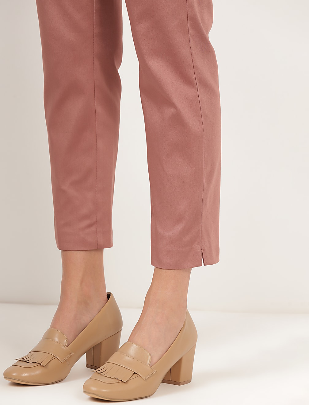 Cotton Mix Plain Slim Fit Trouser