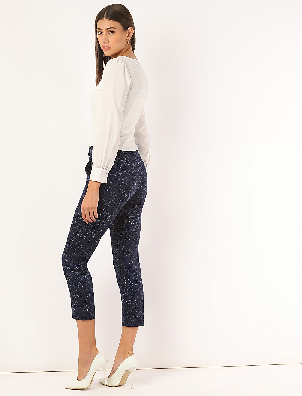 Cotton Mix Polka Dot Slim Fit Trouser