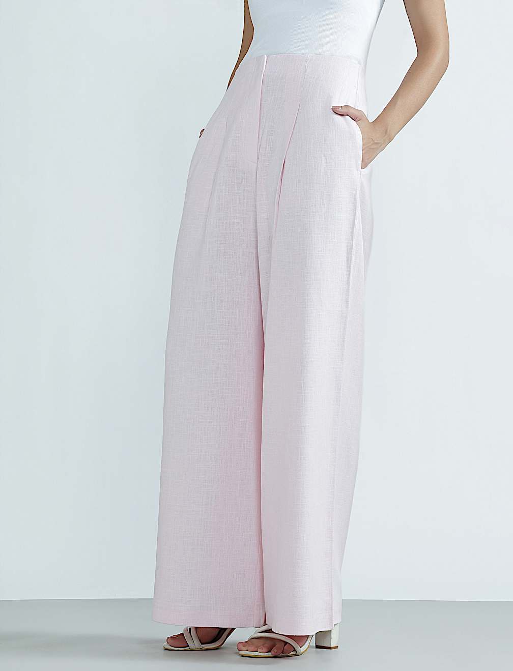 Linen Rich Plain Relaxed Fit Trousers