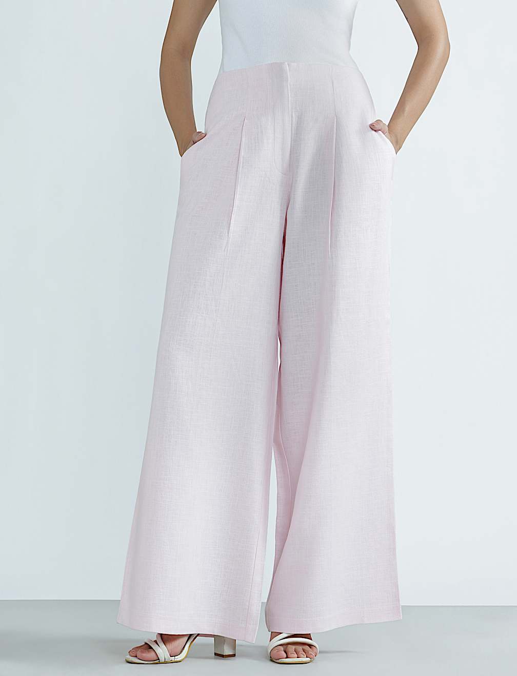 Linen Rich Plain Relaxed Fit Trousers