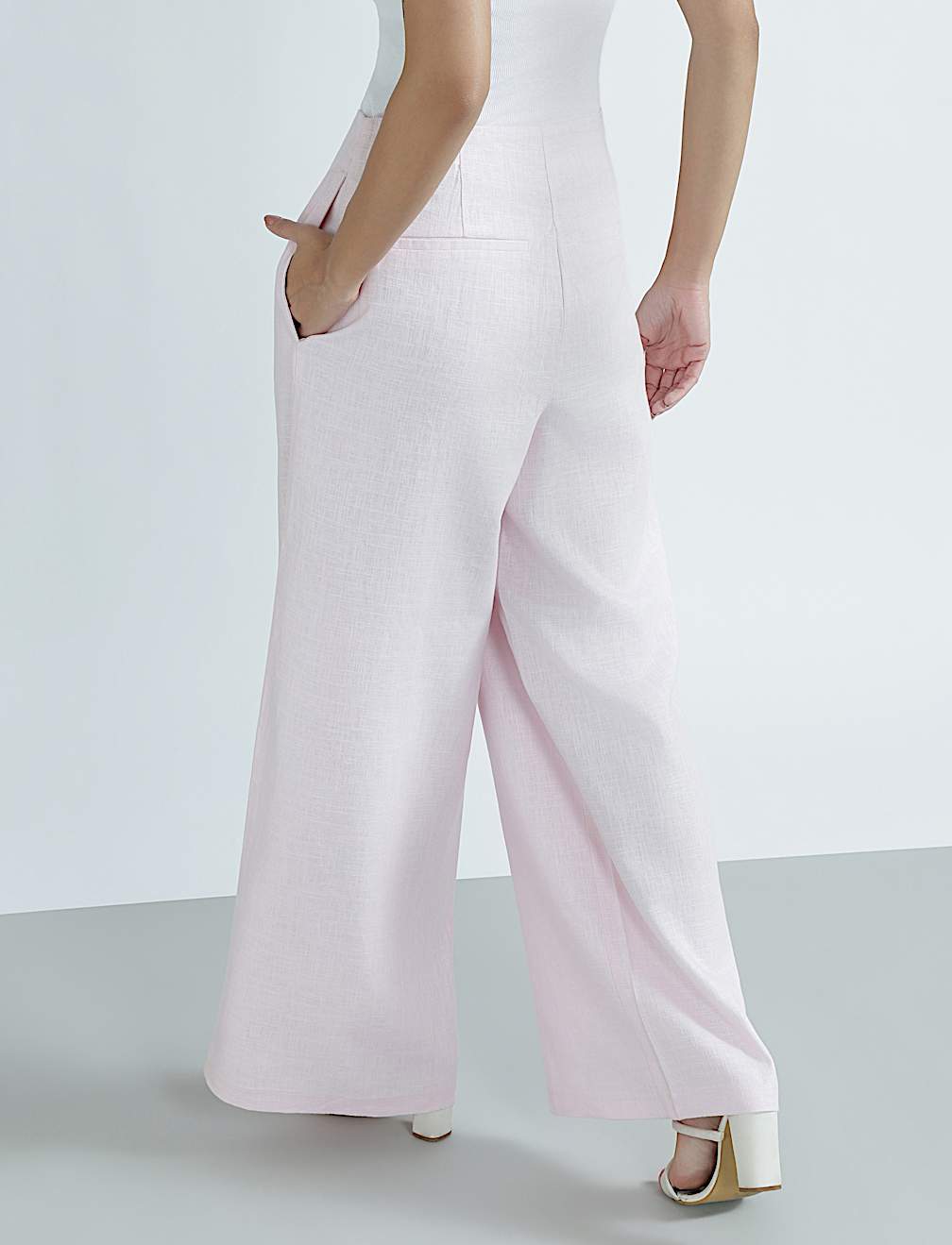 Linen Rich Plain Relaxed Fit Trousers