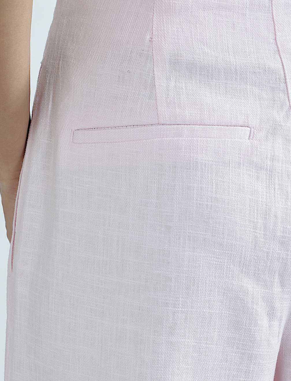 Linen Rich Pleated Wide Leg Trousers