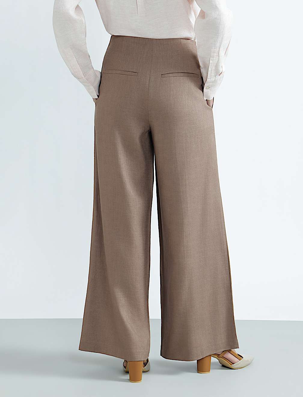 Linen Rich Plain Relaxed Fit Trousers