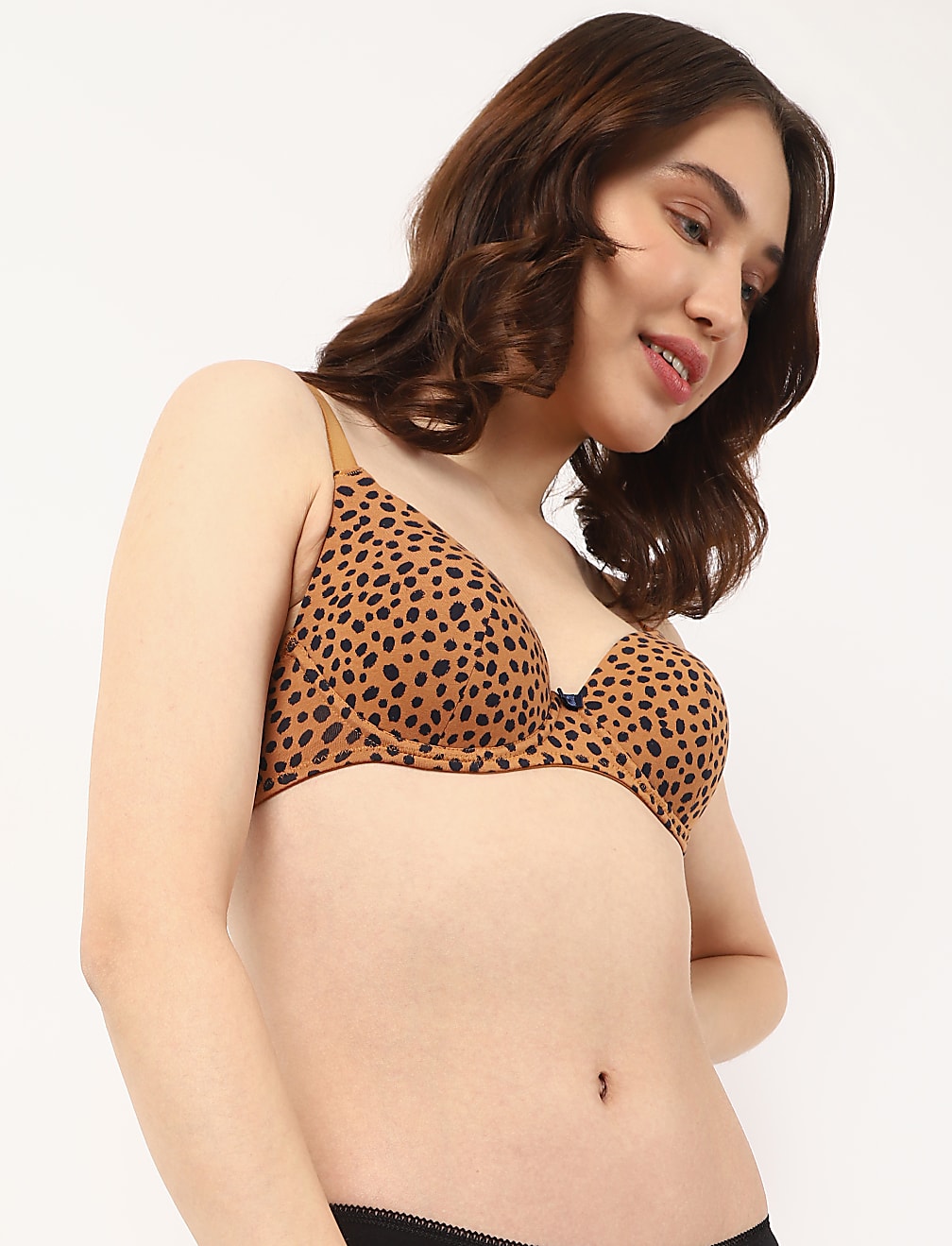Printed Cotton Mix Padded Demi Cup Bra