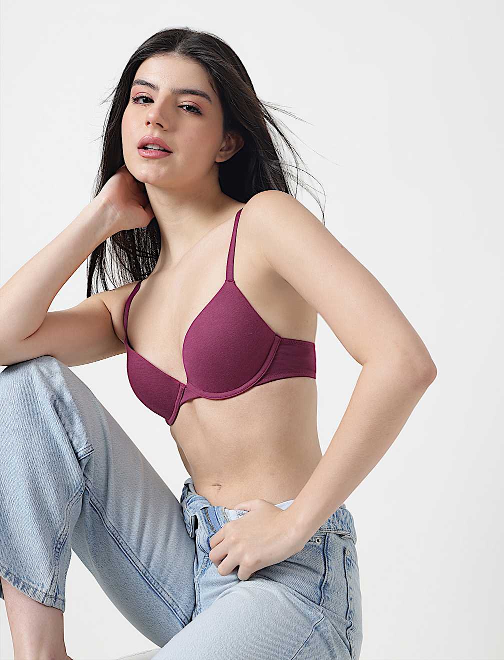 Cotton Mix Plain Full Cup Padded Bra