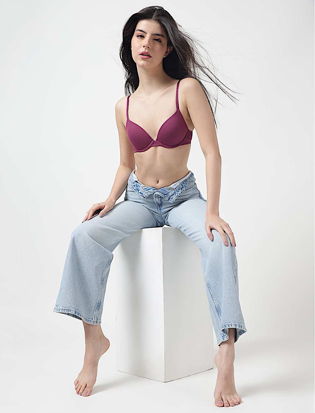 Cotton Mix Plain Full Cup Padded Bra