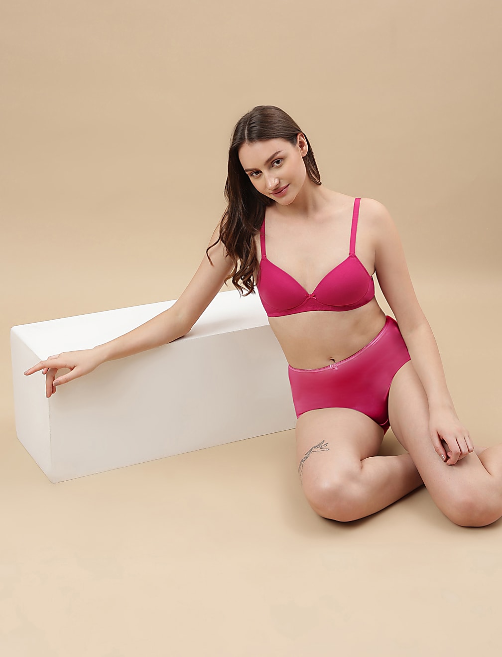 Cotton Mix Padded Demi Cup Bra