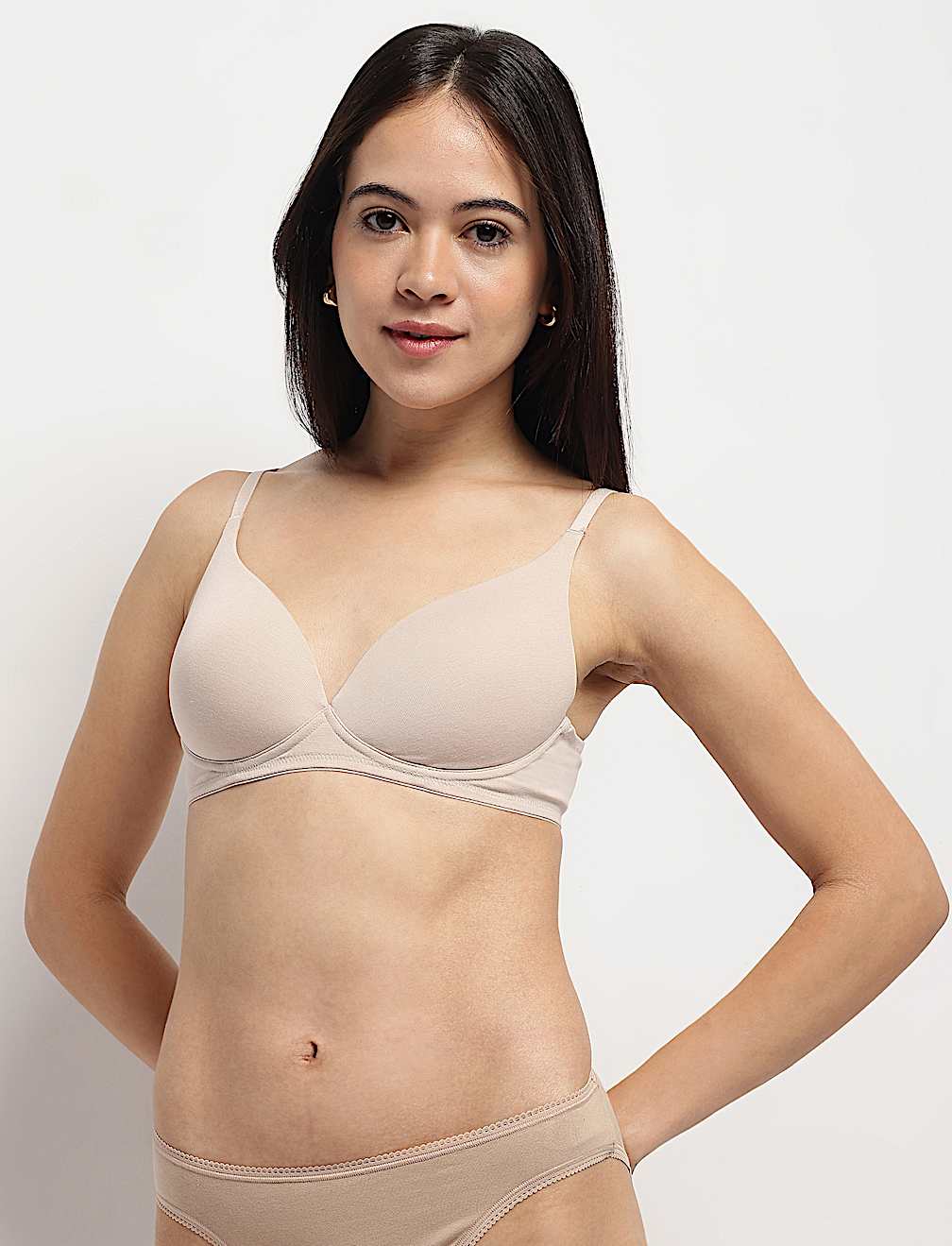 Cotton Mix Padded Demi Cup Bra