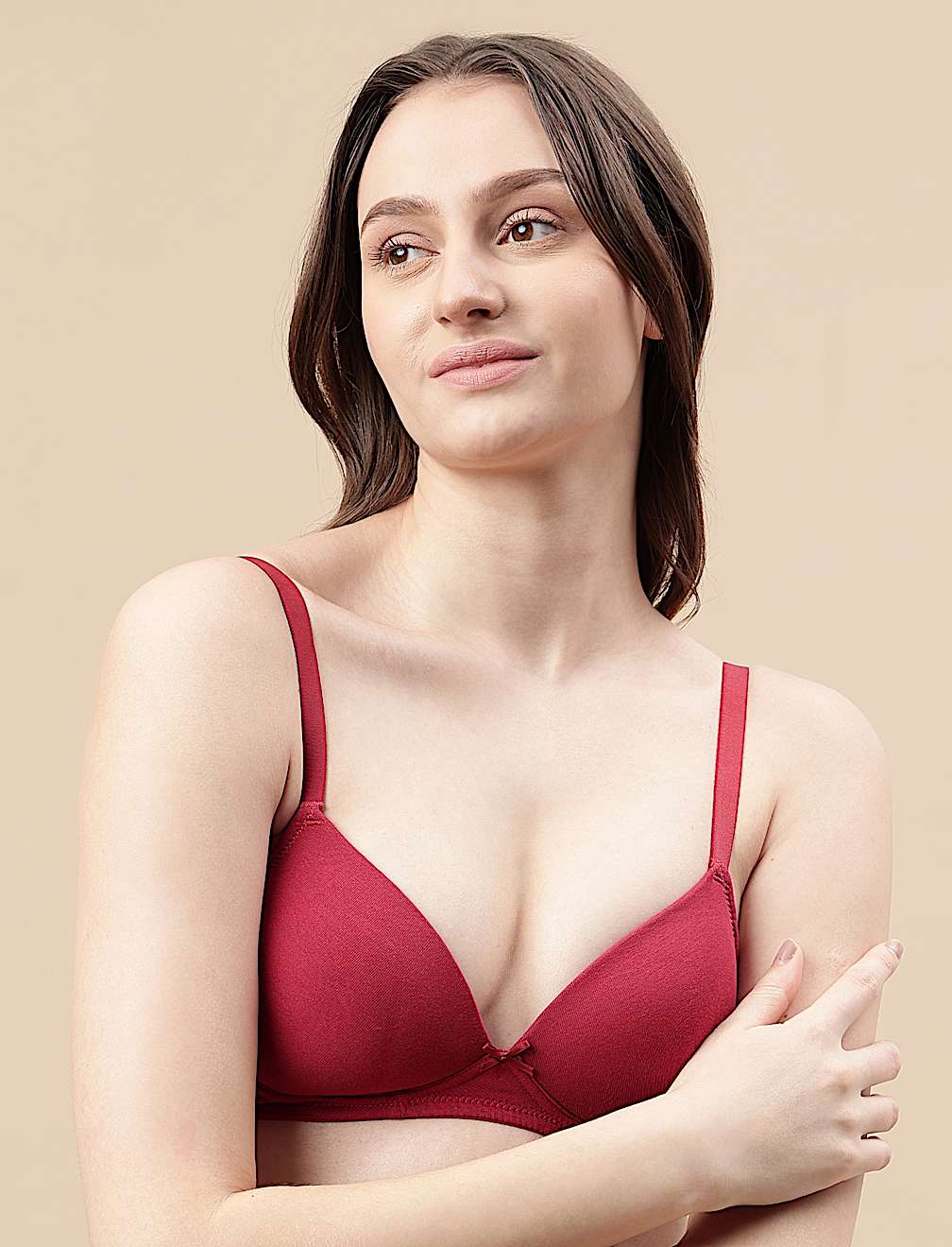 Cotton Mix Padded Demi Cup Bra