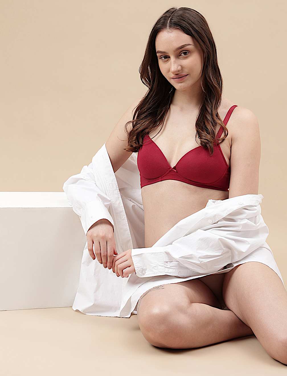 Cotton Mix Padded Demi Cup Bra
