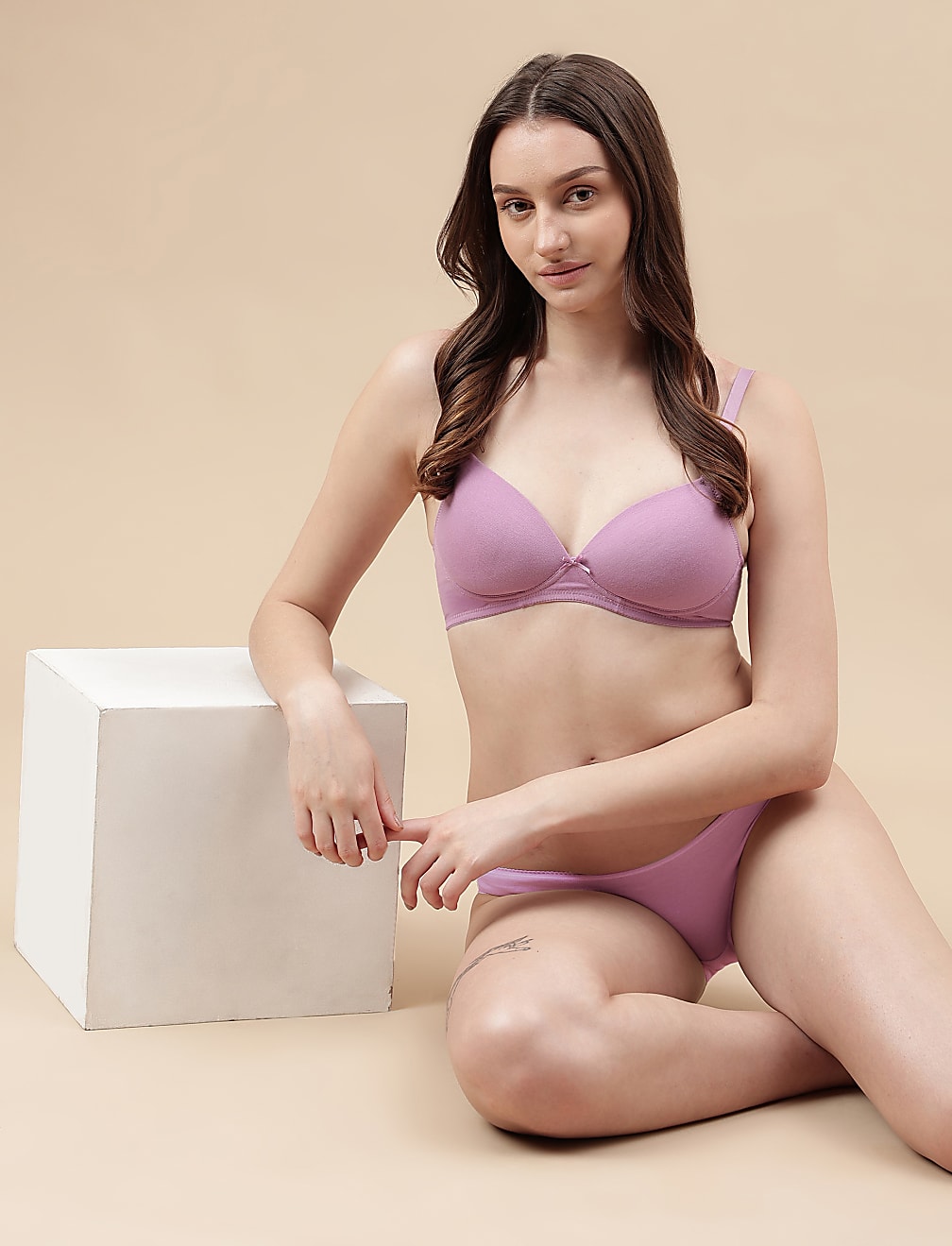 Cotton Mix Padded Demi Cup Bra