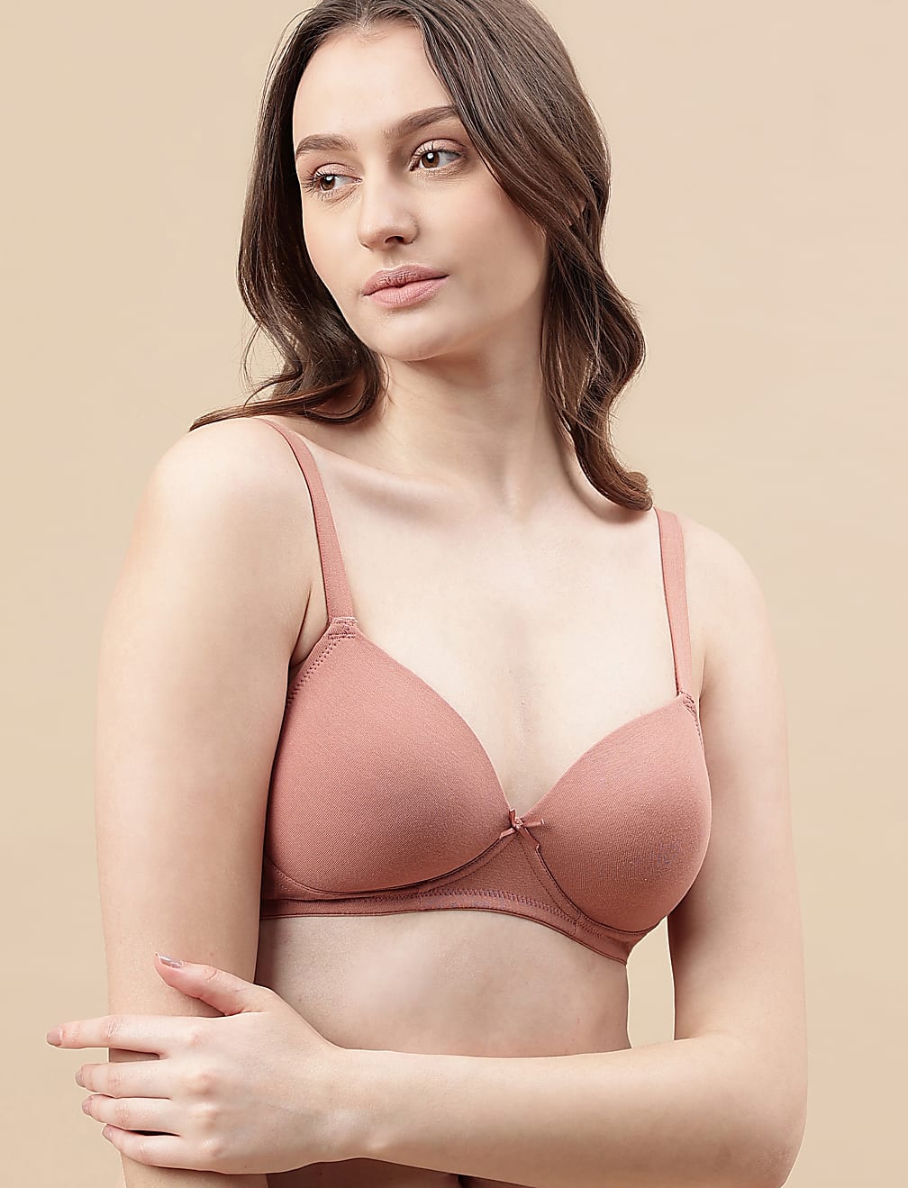 Cotton Mix Padded Demi Cup Bra