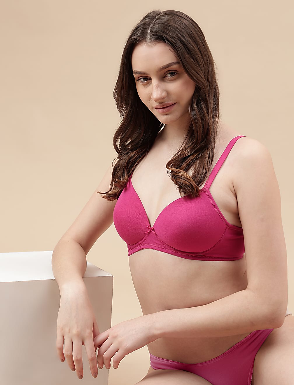 Cotton Mix Padded Demi Cup Bra