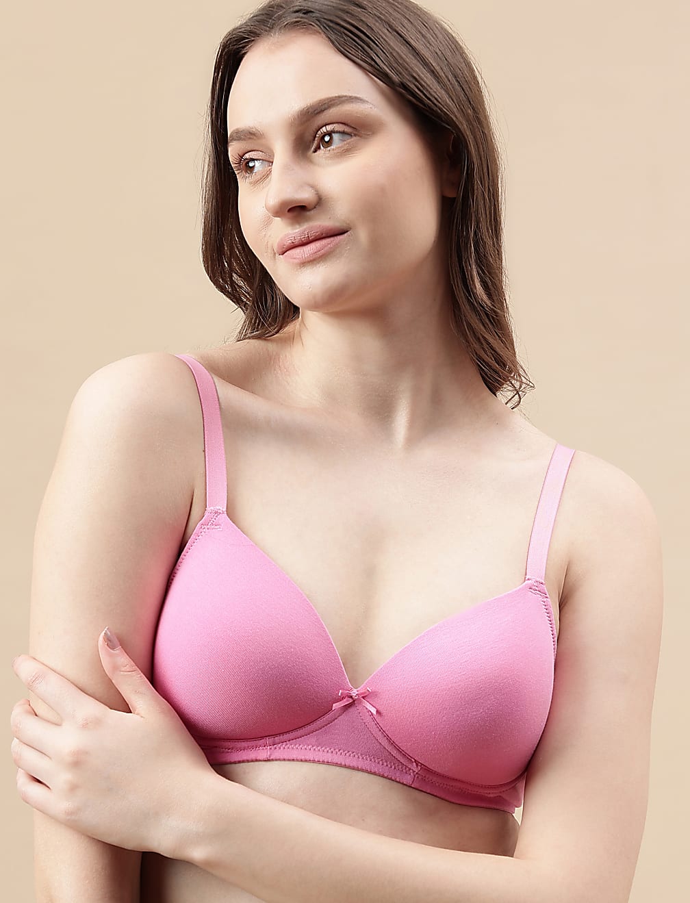 Cotton Mix Padded Demi Cup Bra