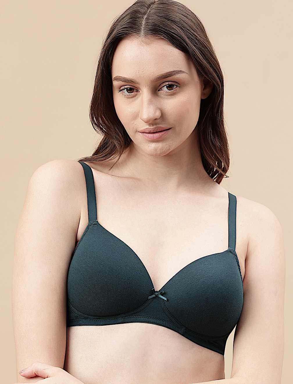 Cotton Mix Padded Demi Cup Bra