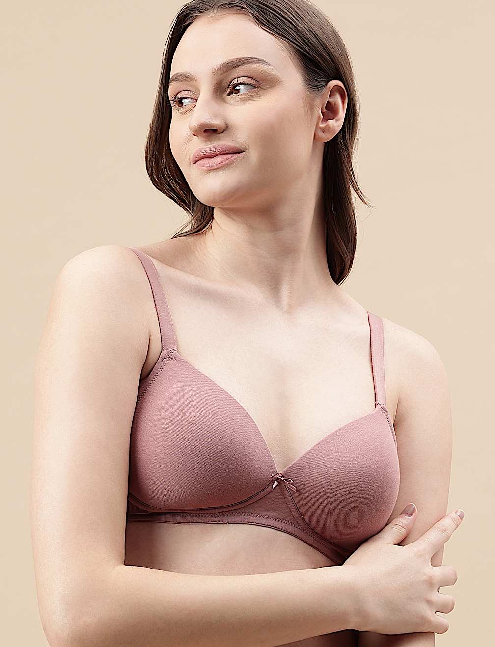 Cotton Mix Padded Demi Cup Bra